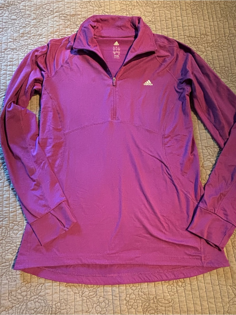 adidas Plum Quarter-Zip Long Sleeve Performance Top
